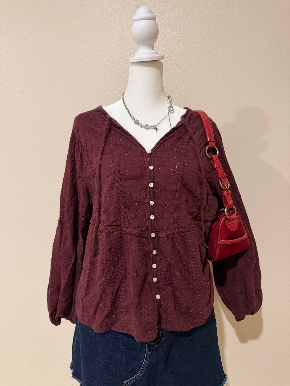 Old Navy Embroidered Peasant Blouse